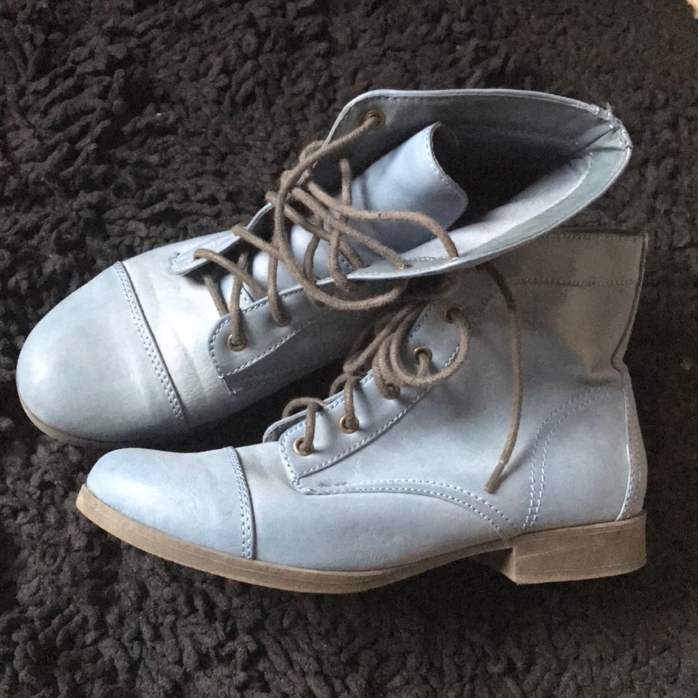 Blue Combat Boots-Never Worn-Forever 21